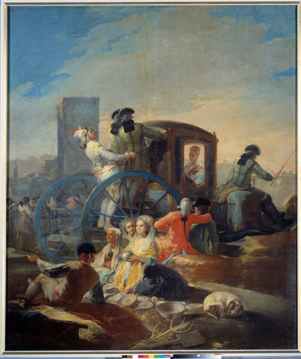 菜贩子。 弗朗西斯科·德·戈雅 (Francisco De Goya) 的绘画 (1746-1828) 作者 弗朗西斯科·德·戈雅