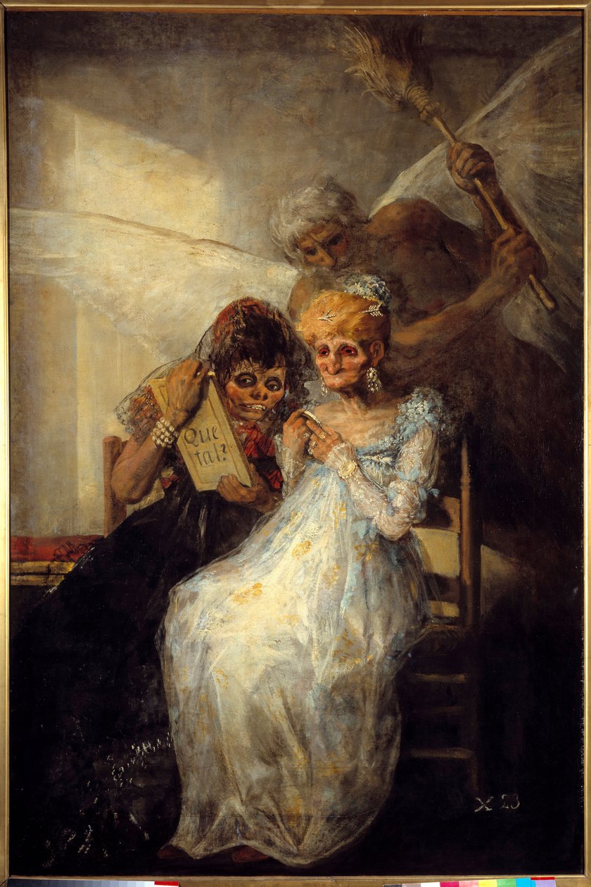 弗朗西斯科·德·戈雅 (Francisco de Goya) (1746-1828) 1808 年的《时间或旧画》。 1,81x1,25 m 里尔，美术博物馆 - 时间或老妇人。 弗朗西斯科·德·戈雅 (Francisco de Goya) 的绘画 (1746-1828) 作者 弗朗西斯科·德·戈雅