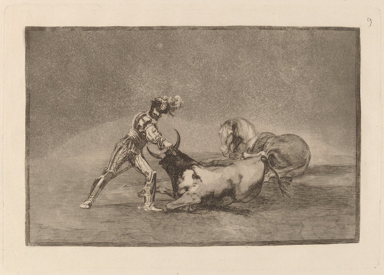 西班牙骑士在失马后杀死公牛》（Un caballero espanol mata un toro despues de haber perdido el caballo） 作者 弗朗西斯科·德·戈雅