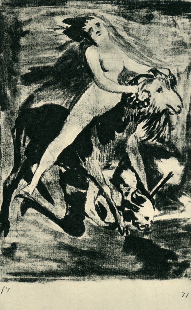 女巫骑山羊，1943年18世纪末至19世纪初。 作者 弗朗西斯科·德·戈雅