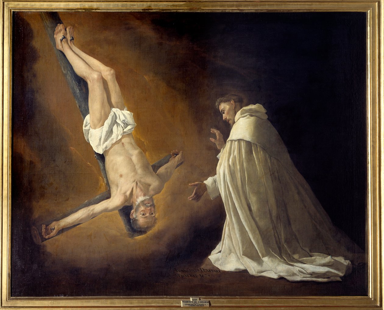 Apparition of St. Peter Crucifies to St. Peter Nolasque (1189-1256) Painting by Francisco de Zurbaran (1598-1664) (ec.esp.) 1629 Sun. 1,79x2,23 m Madrid, Musee du Prado 作者 弗朗西斯科·德祖巴兰