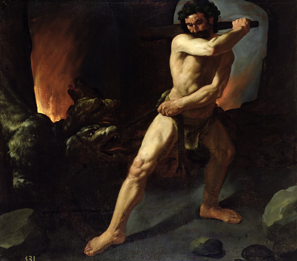 Hercules和Cerberus，c.1634 作者 弗朗西斯科·德祖巴兰
