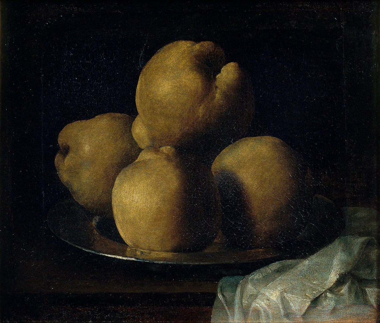 Nature morte aux coings - 静物与柑橘盘 - Zurbaran, Francisco, de (1598-1664) - 1633 年至 1664 年 - 布面油画 - 35x40,5 - Museu Nacional d