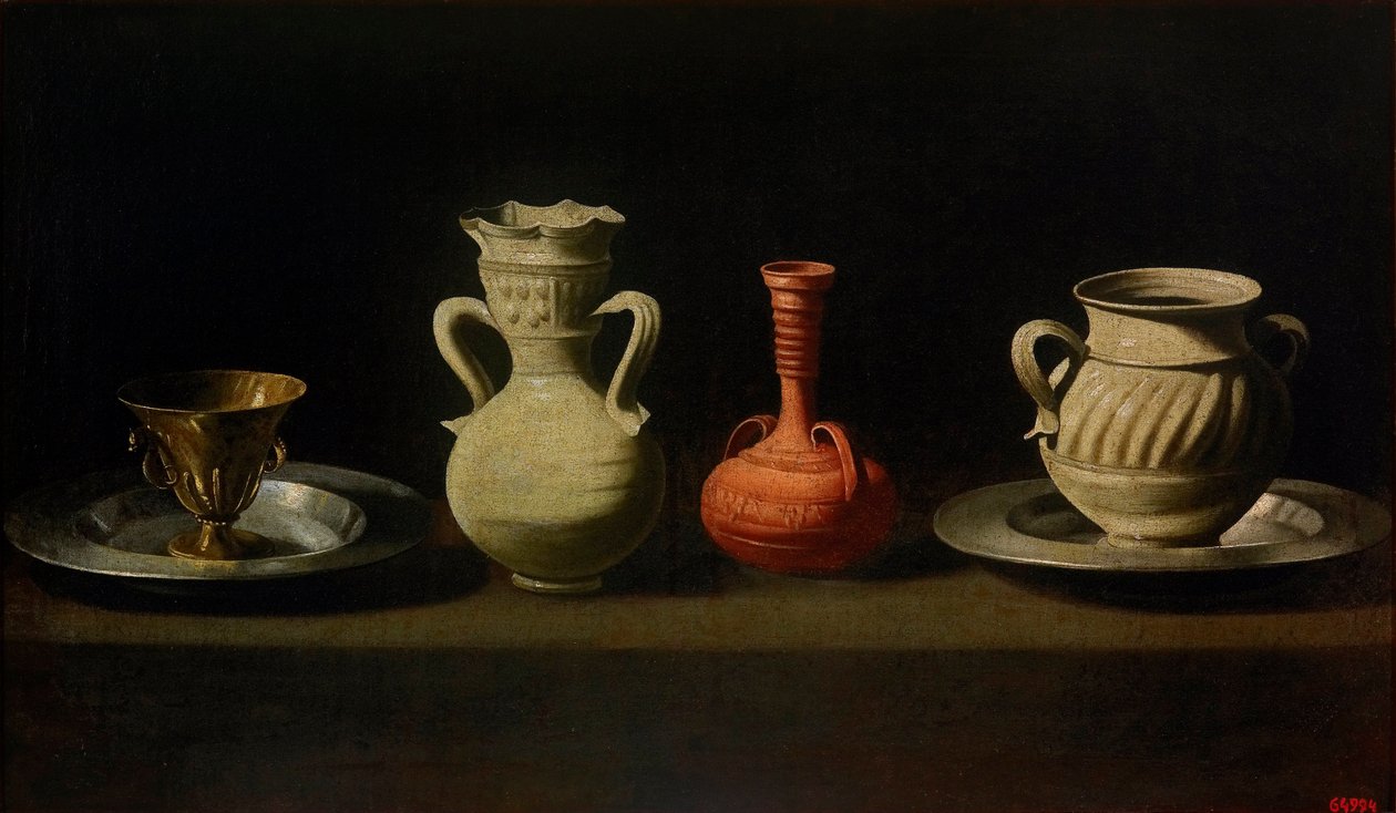 四个容器的静物 - 四个容器的静物 - Zurbaran，Francisco，de（1598-1664） - 1633 年至 1664 年之间 - 布面油画 - 47x79 - Museu Nacional d