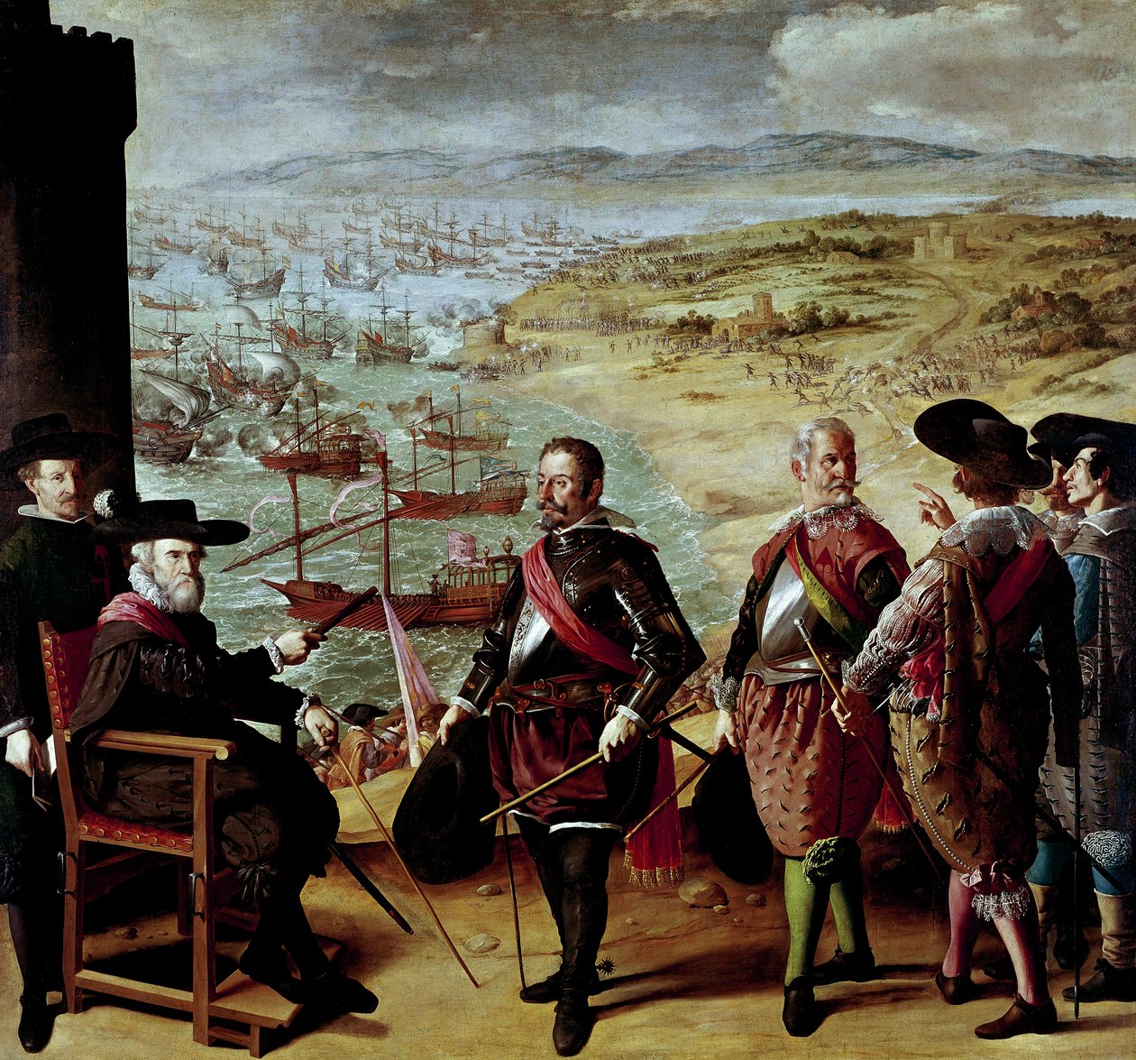 描绘了丽池城 (Buen Retiro) 的战斗：1627 年加的斯抵御英国人的防御 作者 弗朗西斯科·德祖巴兰