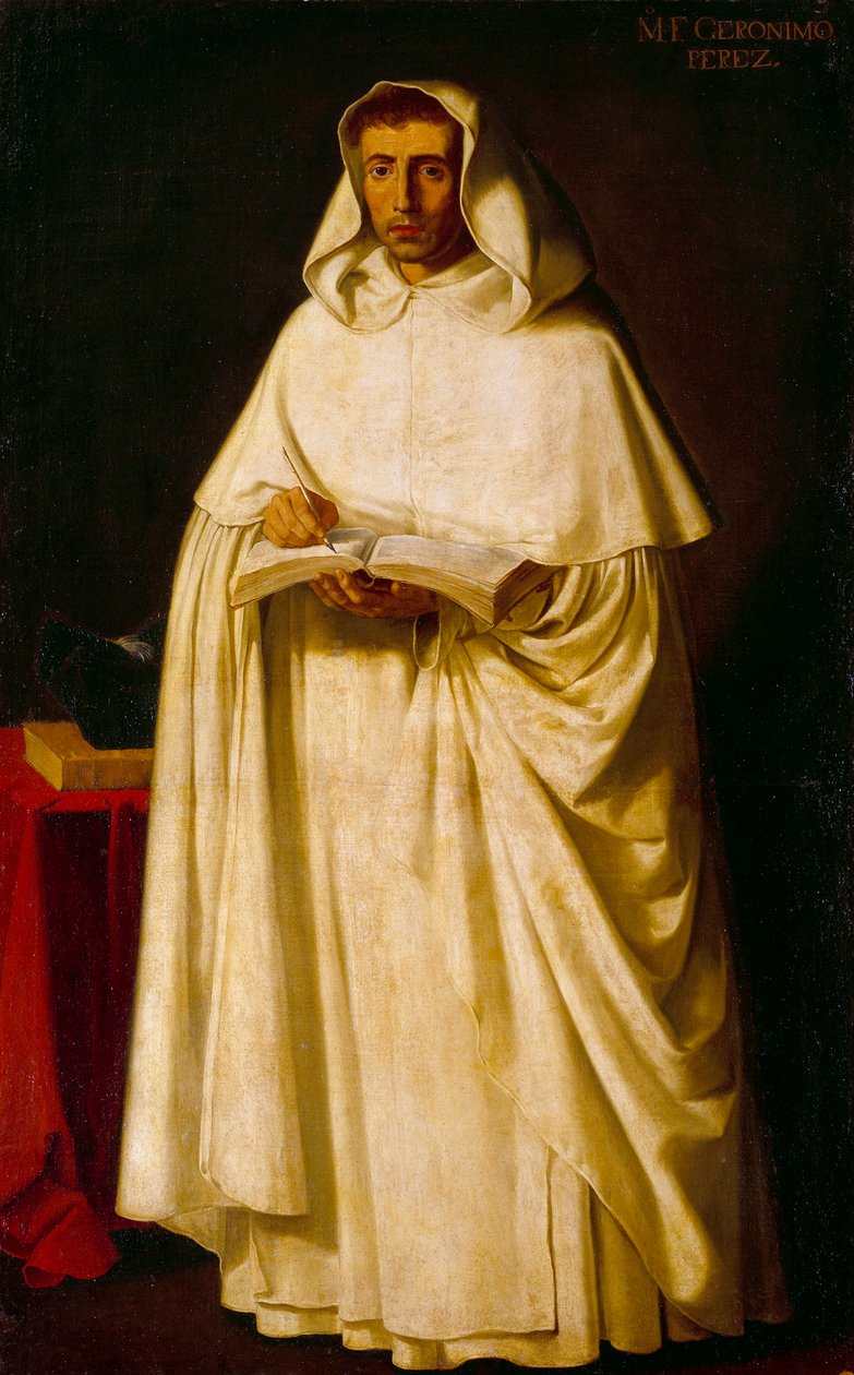 弗朗西斯科·德·祖巴兰 (Francisco de Zurbaran) 的杰罗尼莫·佩雷斯神父肖像 (1598-1664) 作者 弗朗西斯科·德祖巴兰