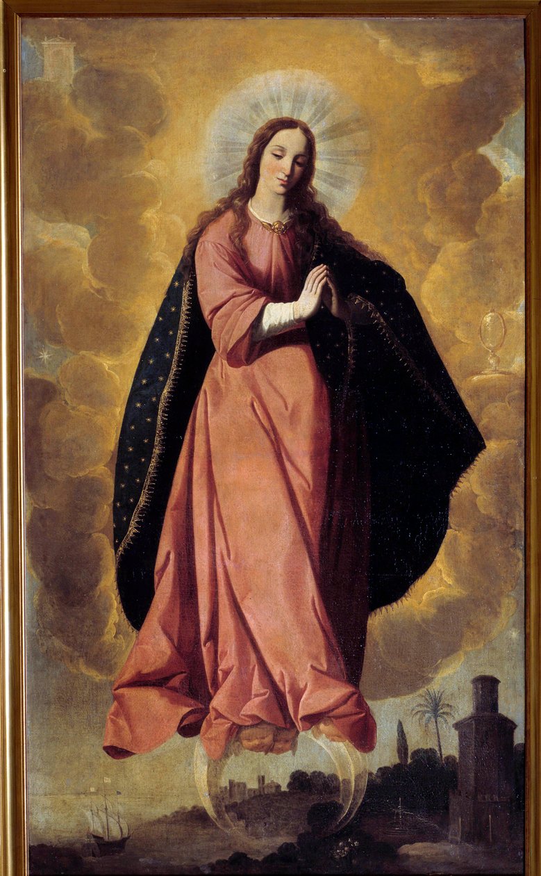 弗朗西斯科·德·祖巴兰（Francisco de Zurbaran，1598-1664 年）17 世纪马切纳的圣母无原罪绘画设计。 施洗者圣约翰教堂 作者 弗朗西斯科·德祖巴兰