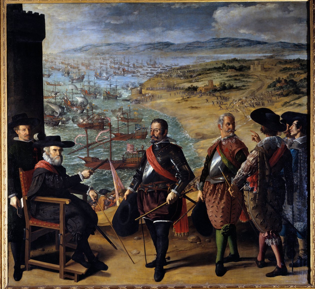 加的斯（西班牙加的斯）对英格兰的防御。 1625 年 11 月 1 日，英国军队占领了加的斯塔，以拦截来自美国的黄金和白银。 坐着的角色是城市的总督费尔南多·吉龙 (Fernando Giron)，被困在塔里 作者 弗朗西斯科·德祖巴兰