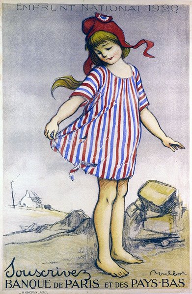 1920 年国家贷款广告海报，巴黎和国家银行（彩色石版印刷） 作者 弗朗西斯·波尔博特