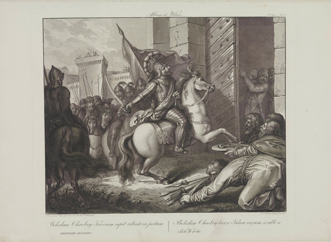 勇敢的博莱斯拉夫进入基辅》，作者 Smuglewicz, Franciszek (1745-1807)。石版画，18 世纪晚期。私人收藏 作者 Franciszek Smuglewicz