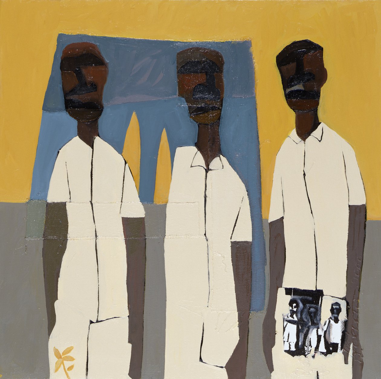 教堂男孩 III》，2000 年（混合媒介画布） 作者 