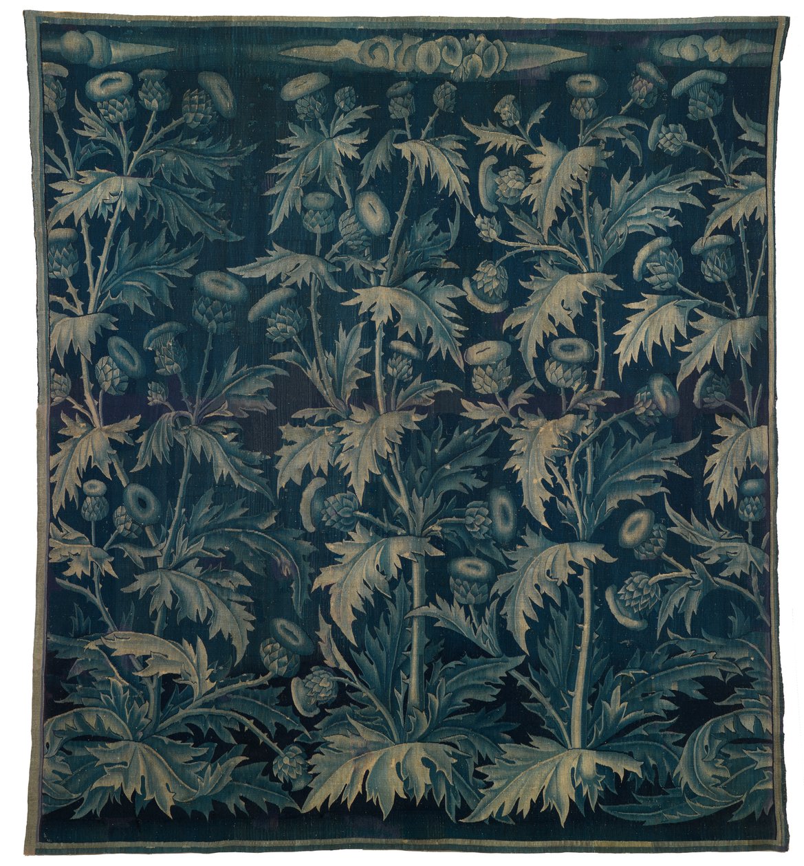 挂毯，带蓟的 Verdure 或 Les Chardons，法国-佛兰德，约 1500 年制作（羊毛） 作者 弗朗哥弗拉芒学校