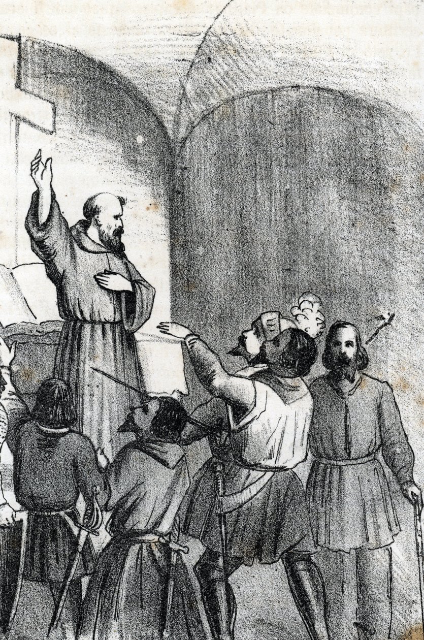 第四次威尼斯-奥斯曼战争：1571 年 10 月 7 日在希腊帕特雷湾爆发的勒班陀海战前夕，教会呼吁击败穆斯林（基督教联盟在奥斯曼德威尼斯战争期间的勒班陀战役前一天） 作者 佛朗哥·米斯特拉利