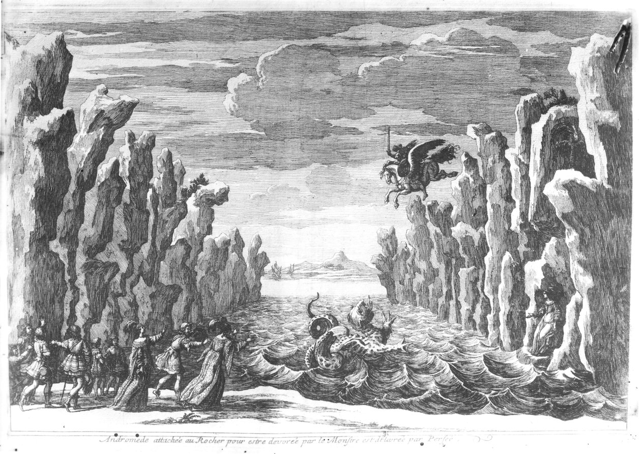 设计师Torelli为&39;Andromede&39;设计Pierre Corneille（1606-84） 作者 弗朗索瓦·夏维
