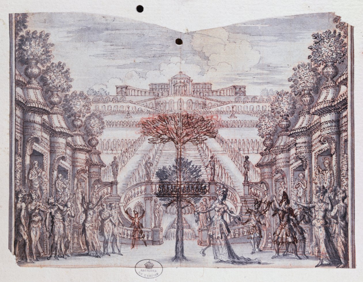 设计名为&39;Les Menus Plaisirs du Roi&39;（法国粉笔，钢笔和水墨）的&39;Atys&39;设计 作者 弗朗索瓦·夏维