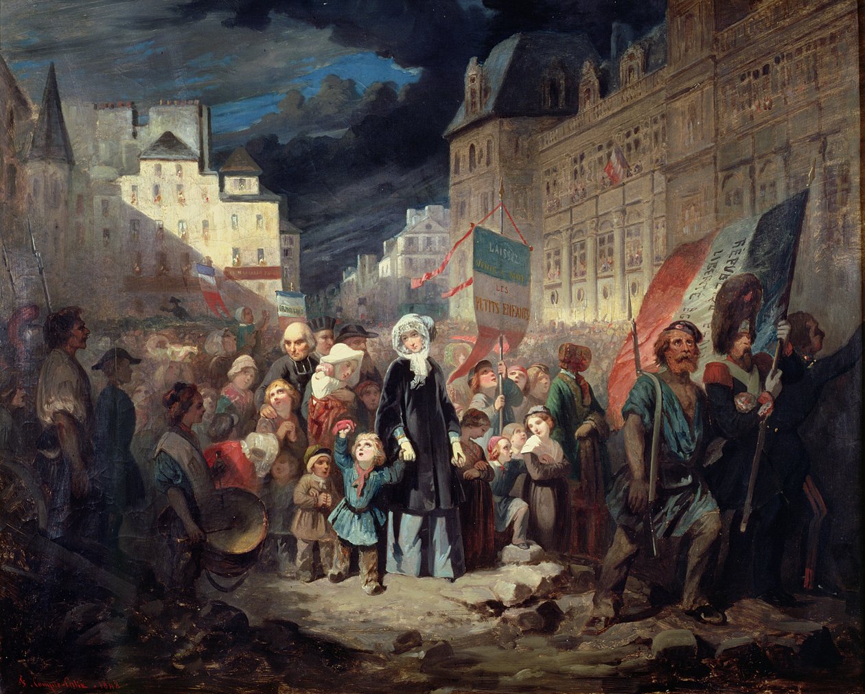 1848年1848年革命期间，拉马丁夫人收养了在巴黎街垒遇害的爱国者的子女 作者 弗朗索瓦·克劳迪乌斯·康特杯