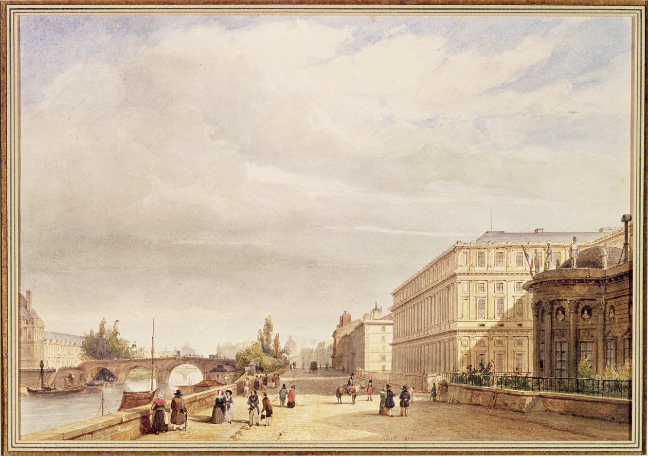 Le Quai d&39;Orsay，1839年（笔和墨水在纸上洗） 作者 弗朗索瓦·艾蒂安·维勒雷