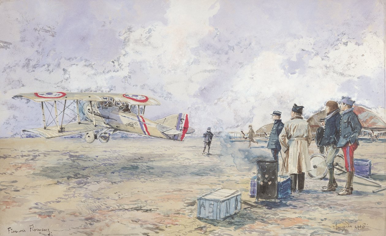 一架飞机起飞，1913年 作者 弗朗索瓦·弗拉蒙