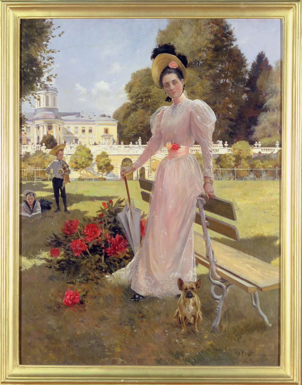 ZN Yusupova公主的肖像与她的两个儿子在Arkhangelskoe，1894年 作者 弗朗索瓦·弗拉蒙
