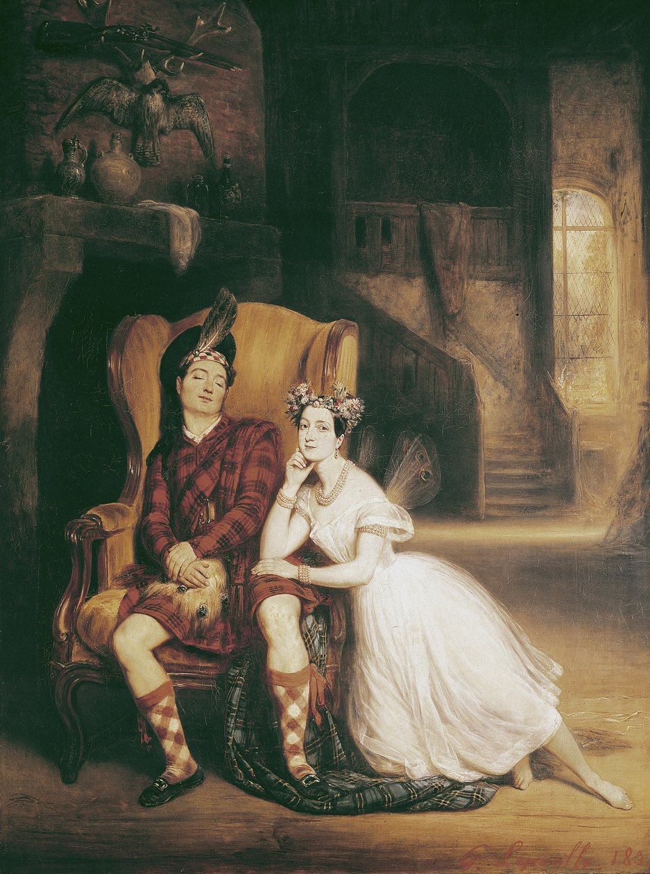 玛丽（1804-84）和保罗·塔利奥尼（1808-84）参加芭蕾舞剧“La Sylphide”，1832年 作者 弗朗索瓦·加布里埃尔·纪尧姆·勒帕勒