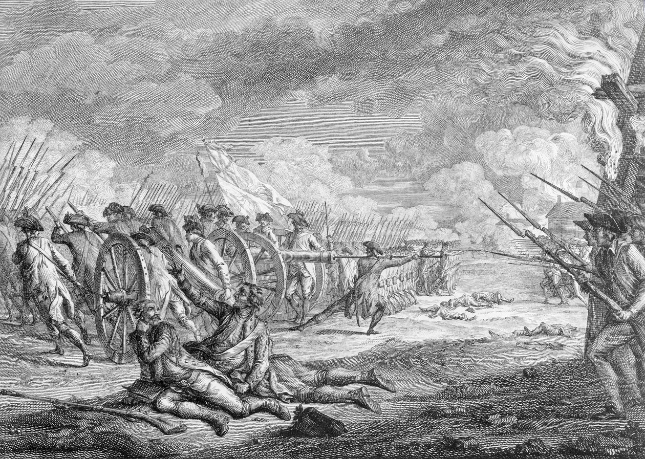 列宁顿之战，1775年4月19日，来自尼古拉斯庞塞的&39;Recueil d&39;Estampes&39;，由艺术家雕刻 作者 阿德里安·皮埃尔·弗朗索瓦·戈德弗罗伊