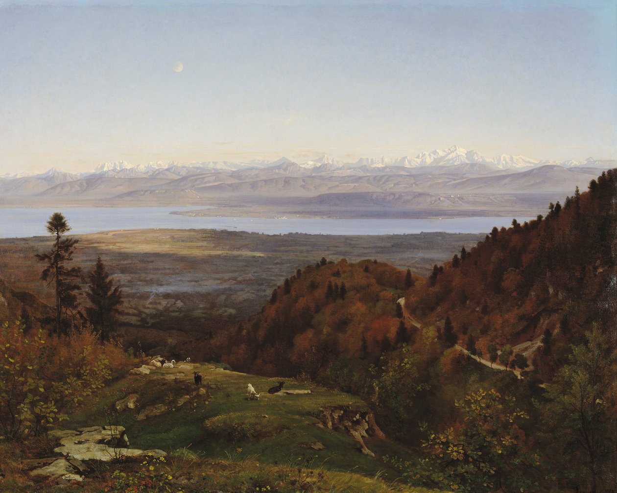Mont-Blanc从Saint-Cergues看到，1869年 作者 弗朗索瓦·路易斯·弗朗西斯