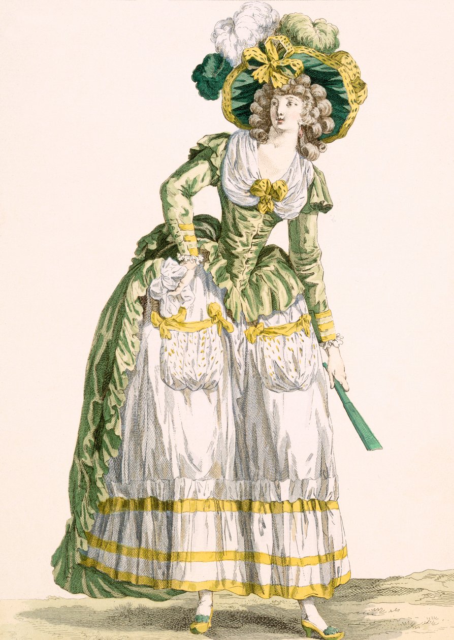 Lady&39;s乡村风格礼服，由Bacquoy雕刻，第288号版画自&39;Galeries des Modes et Costumes Francais&39;，1780年 作者 弗朗索瓦·路易斯·约瑟夫·瓦托