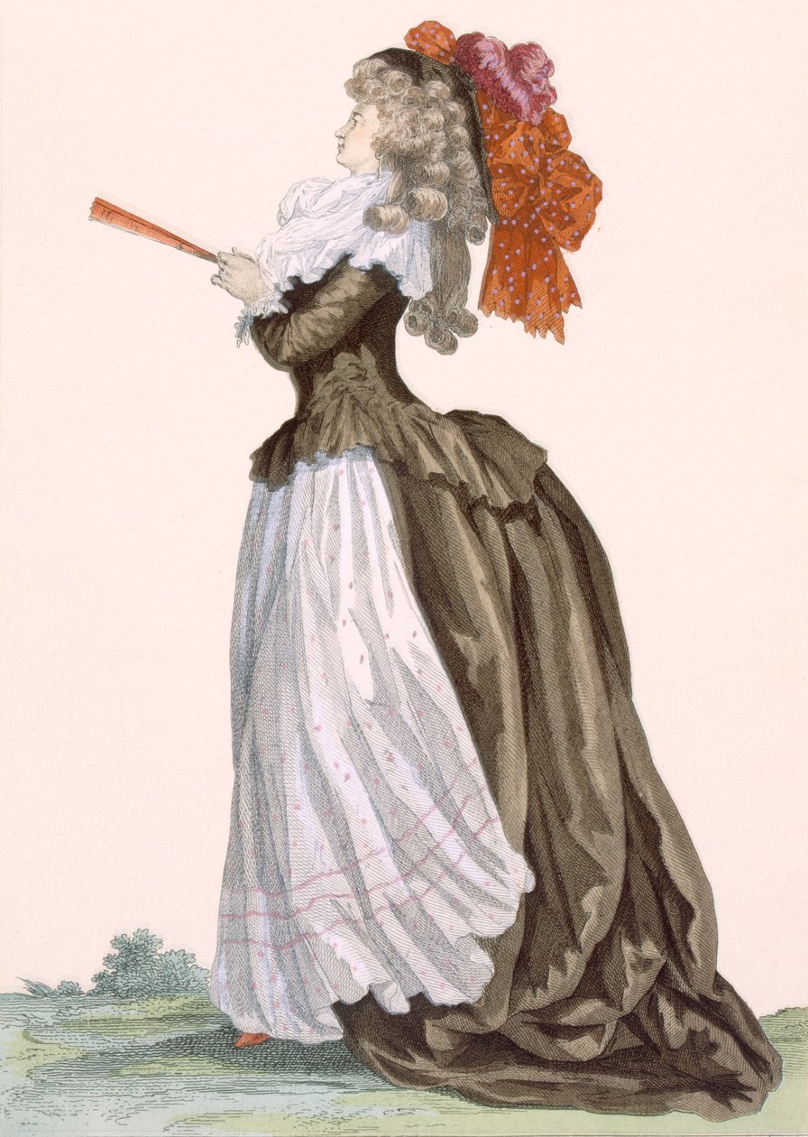 Lady&39;s长廊连衣裙，由Dupin雕刻而成，来自&39;Galeries des Modes et Costumes Francais&39;的第221号板，c.1778-87 99：衣服;传统服饰;传统服饰;时尚;生病 作者 弗朗索瓦·路易斯·约瑟夫·瓦托