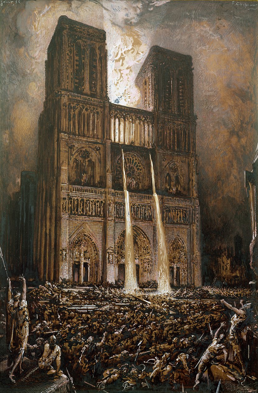 The Besulaging Notre-Dame（笔墨水和水粉在纸上） 作者 弗朗索瓦·尼古拉斯·奇夫拉特