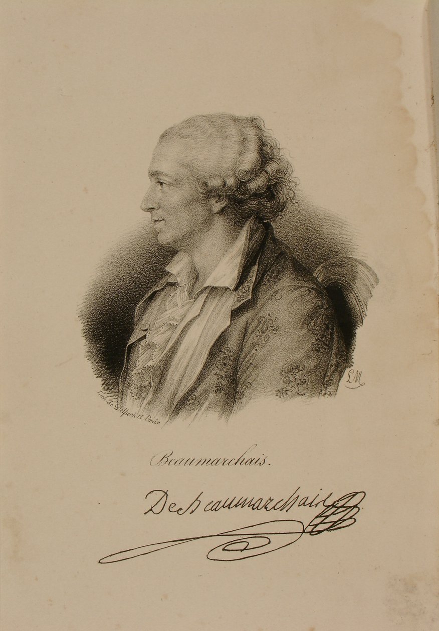 Beaumarchais的Pierre Augustin Caron的肖像（1732-99） 作者 弗朗索瓦·塞拉芬·德尔佩奇