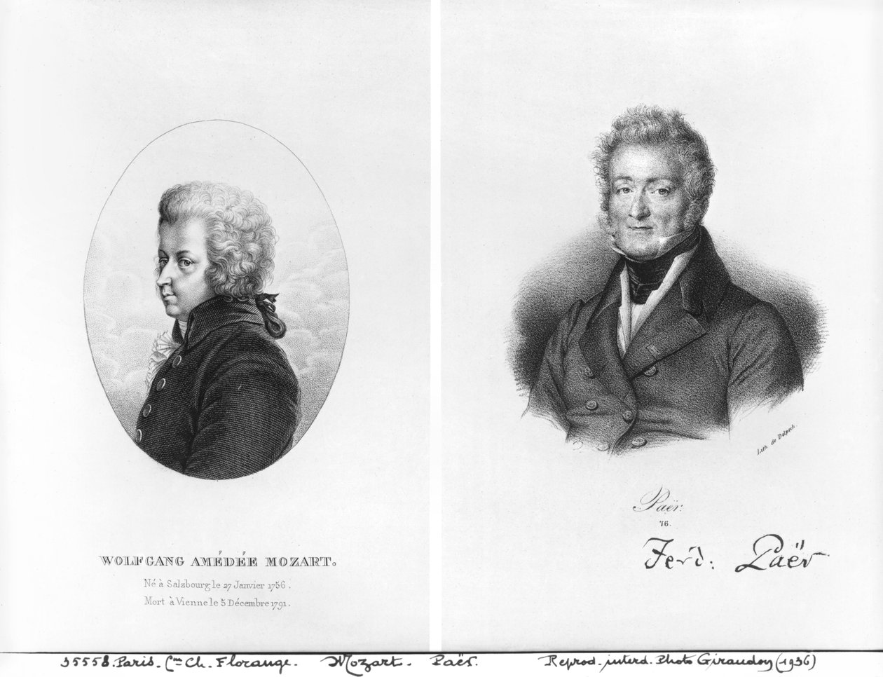 Wolfgang Amedeus Mozart（1756-91）和Ferdinando Paer（1771-1839） 作者 弗朗索瓦·塞拉芬·德尔佩奇