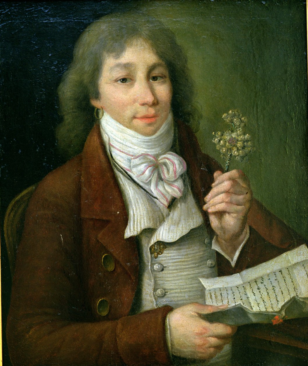 Fabre dEglantine（1750-94）的肖像与他的金黄色eglantine 作者 弗朗索瓦·索米雷