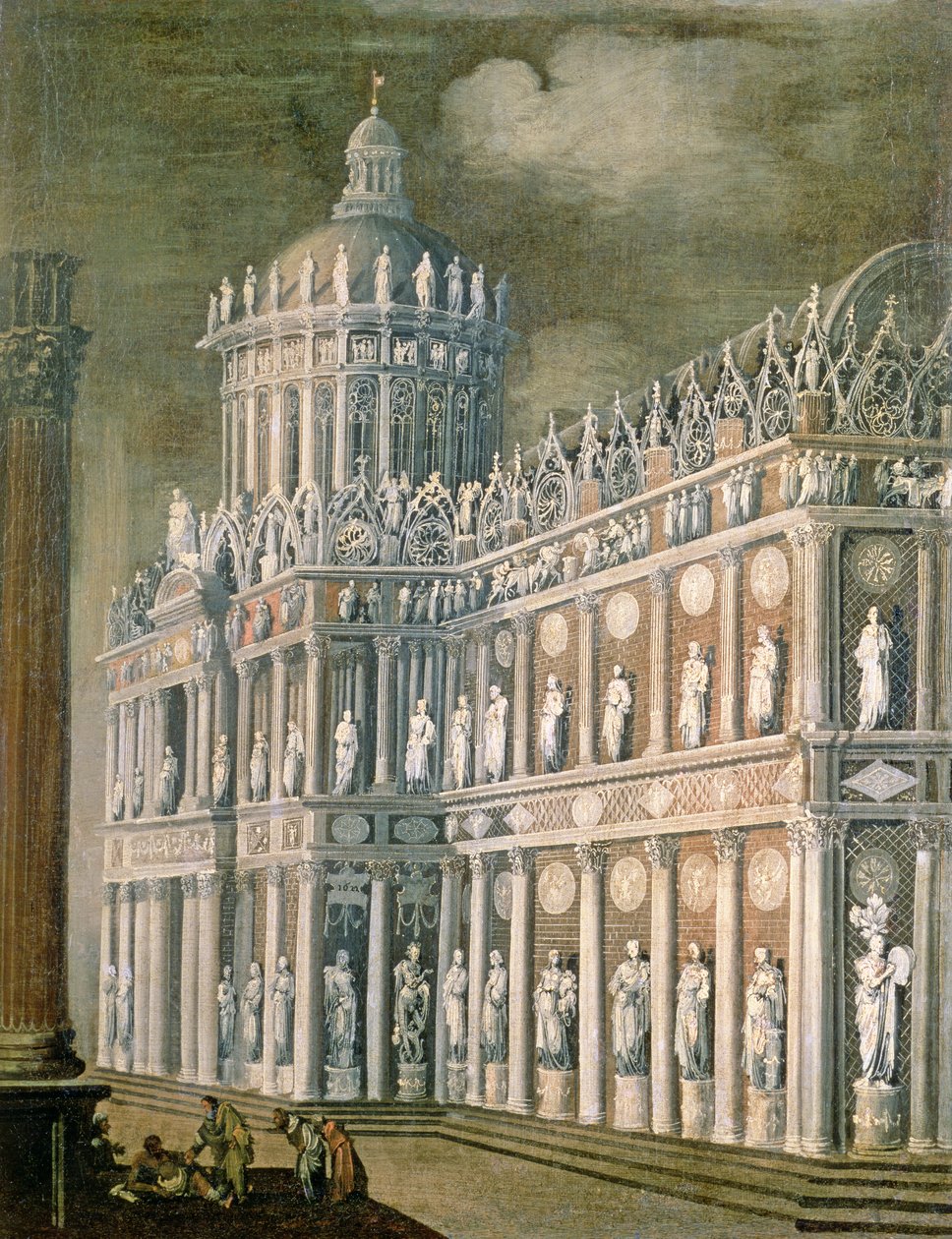 建筑幻想描绘了瘫痪的愈合，1622年 作者 弗朗索瓦德诺姆