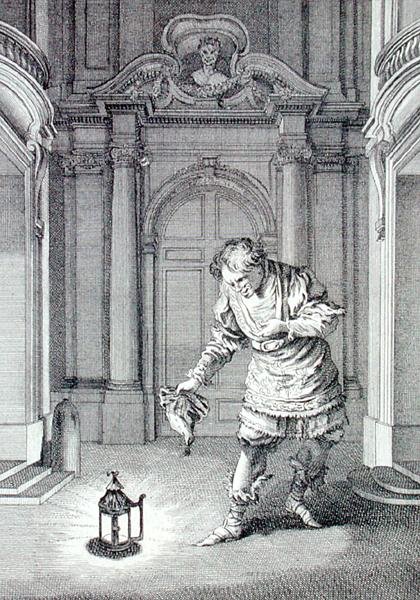 莫里哀（1622-73）的《Amphytrion》中的场景，由Laurent Cars刻制（雕刻）。 作者 弗朗索瓦（后）布歇