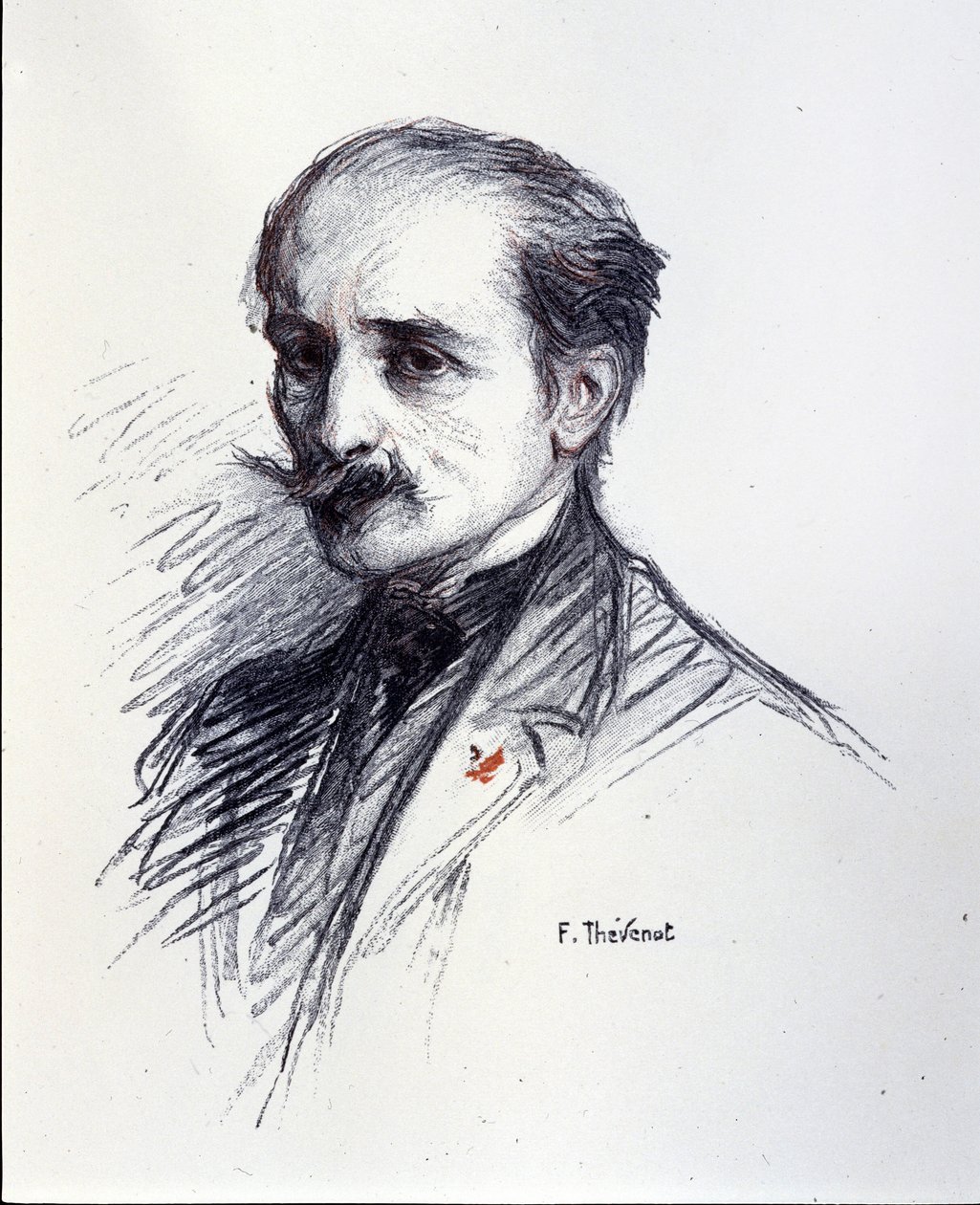 埃德蒙·罗斯坦德的肖像。 (1868-1918) Thévenot François (1856-1943) 的绘画。 作者 弗朗索瓦·塞弗诺（Thevenot）