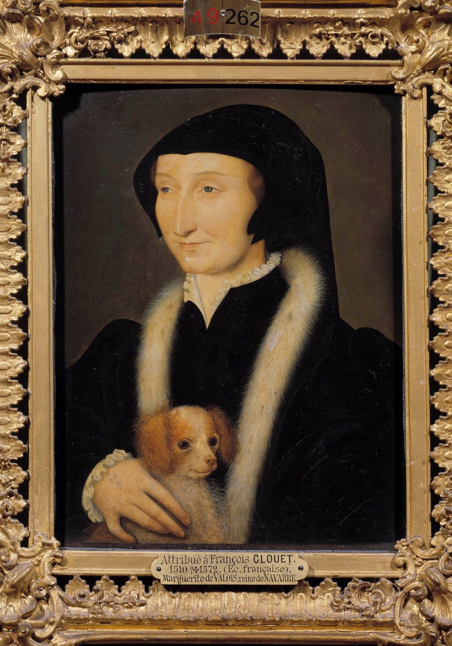安古莱马的玛格丽塔 (1492-1549) 的肖像，纳瓦拉女王，弗朗索瓦一世的妹妹。 绘画归功于弗朗索瓦·克鲁埃 (1515-1572)。 16世纪太阳。 0,31 x 0,24 m 尚蒂伊，康德博物馆 作者 弗朗索瓦（Tot。To）Clouet