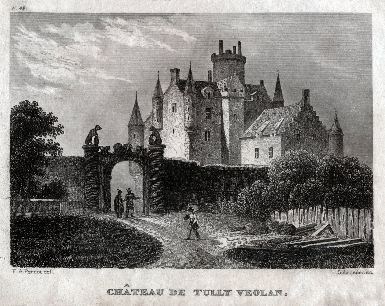 Craighall Castle. (Engraving, ca. 1830) 作者 弗朗索瓦·亚历山大（Perno）