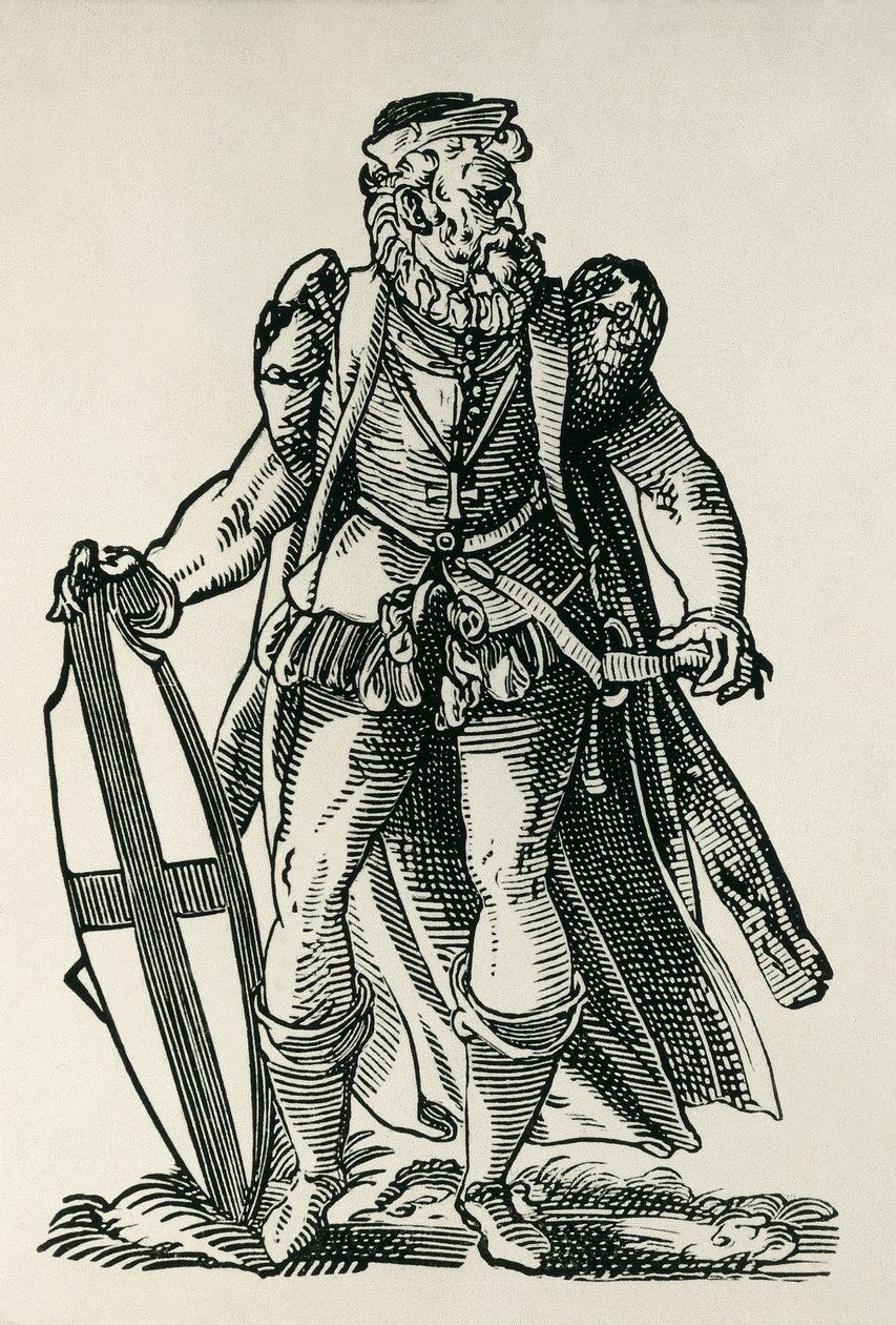 条顿骑士团骑士。弗朗索瓦-莫迪乌斯（Francois modius）和约斯特-安曼（Jost Amman）的 "Cleri totius Romanae subiecti Ecclesiae "插图。法兰克福。1585.Xylography.法国。ILE-DE-FRANCE.巴黎。国家图书馆 作者 弗朗索瓦和安曼·约斯特 (1539 91) 莫迪乌斯