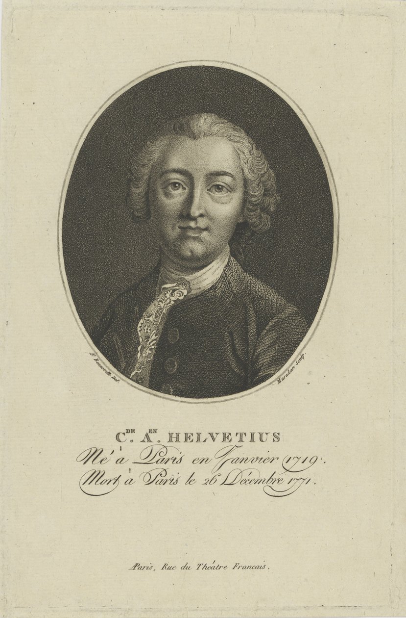 克劳德·阿德里安·海尔维蒂乌斯（Claude Adrien Helvetius）1715-1771年的肖像，c。 1800。 作者 弗朗索瓦·邦纳维尔