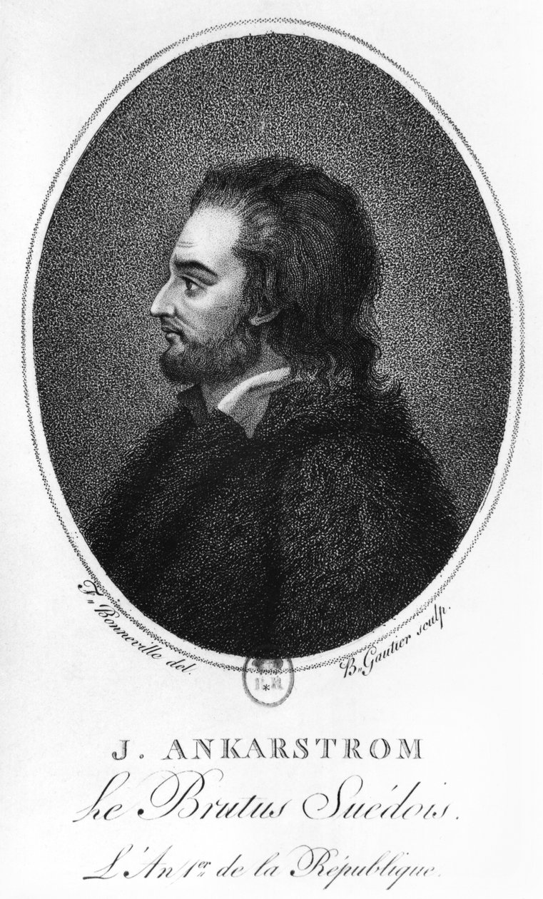 Johan Ankarstrom的肖像，由B. Gautier雕刻，1792年 作者 弗朗索瓦·邦纳维尔