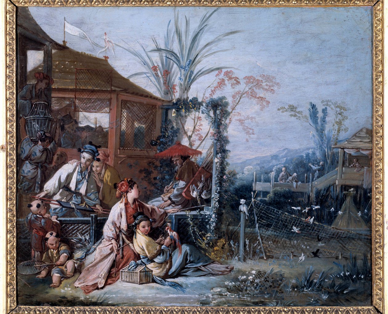 中国风：弗朗索瓦·布歇（Francois Boucher）（1703-1770）的“狩猎”绘画。 贝桑松美术博物馆 作者 弗朗索瓦·布歇