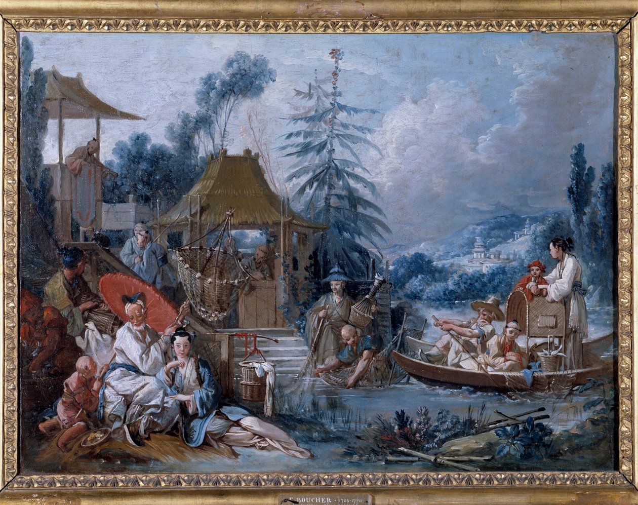 中国风：弗朗索瓦-布歇（1703-1770）的 "la peche "画作 作者 弗朗索瓦·布歇