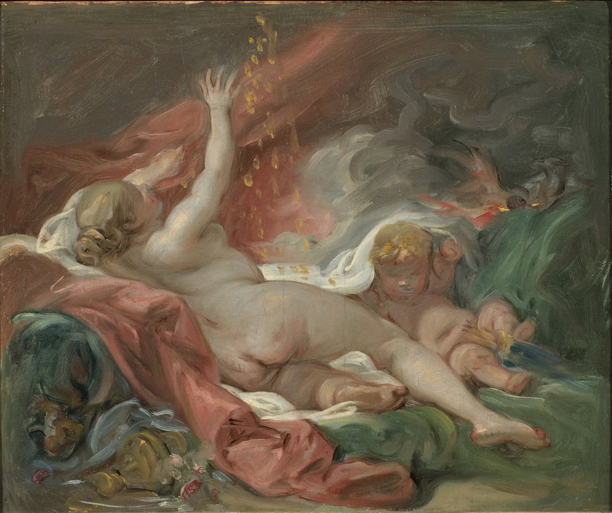 Danae》，作者是布歇，弗朗索瓦（1703-1770）。布面油画。尺寸：29x35厘米。斯德哥尔摩国家博物馆 作者 弗朗索瓦·布歇