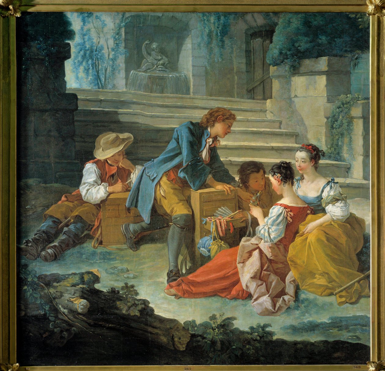 Le petit peddler 弗朗索瓦·布歇 (1703-1770) 的绘画。 1735-1740 私人收藏 作者 弗朗索瓦·布歇