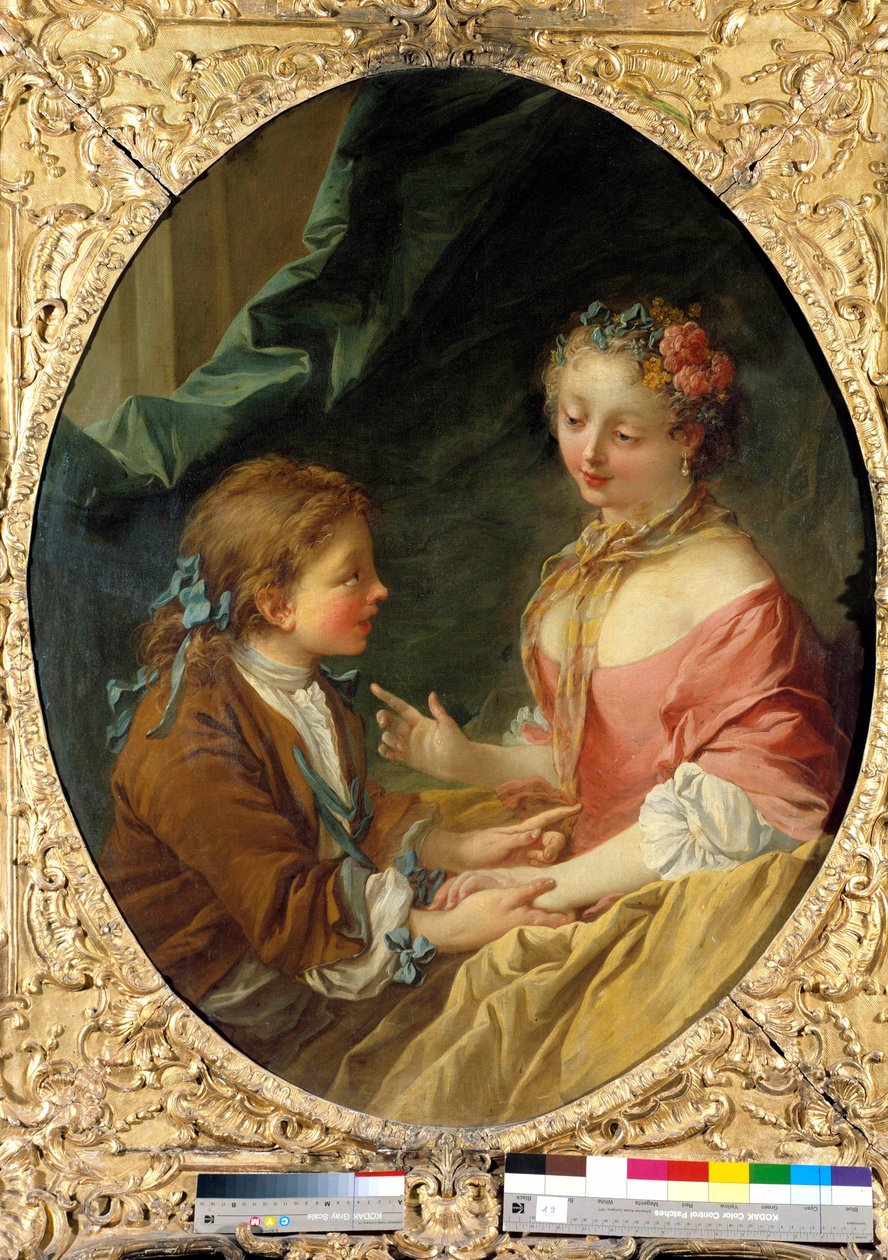 你会做三件事中的一件吗？ 盛况空前。 弗朗索瓦·布歇 (Francois Boucher) (1703-1770) 的绘画。 1734 私人收藏 作者 弗朗索瓦·布歇