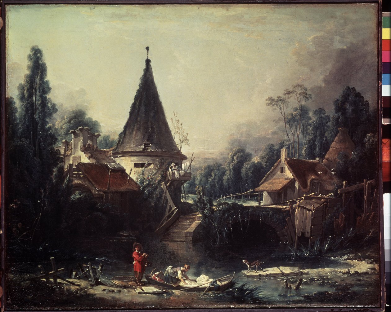"博韦附近的风景》（Paysage pres de Beauvais），弗朗索瓦-布歇（1703-1770 年）创作，1740 年 尺寸约 49x58 厘米 圣彼得堡（圣彼得堡）冬宫博物馆 作者 弗朗索瓦·布歇
