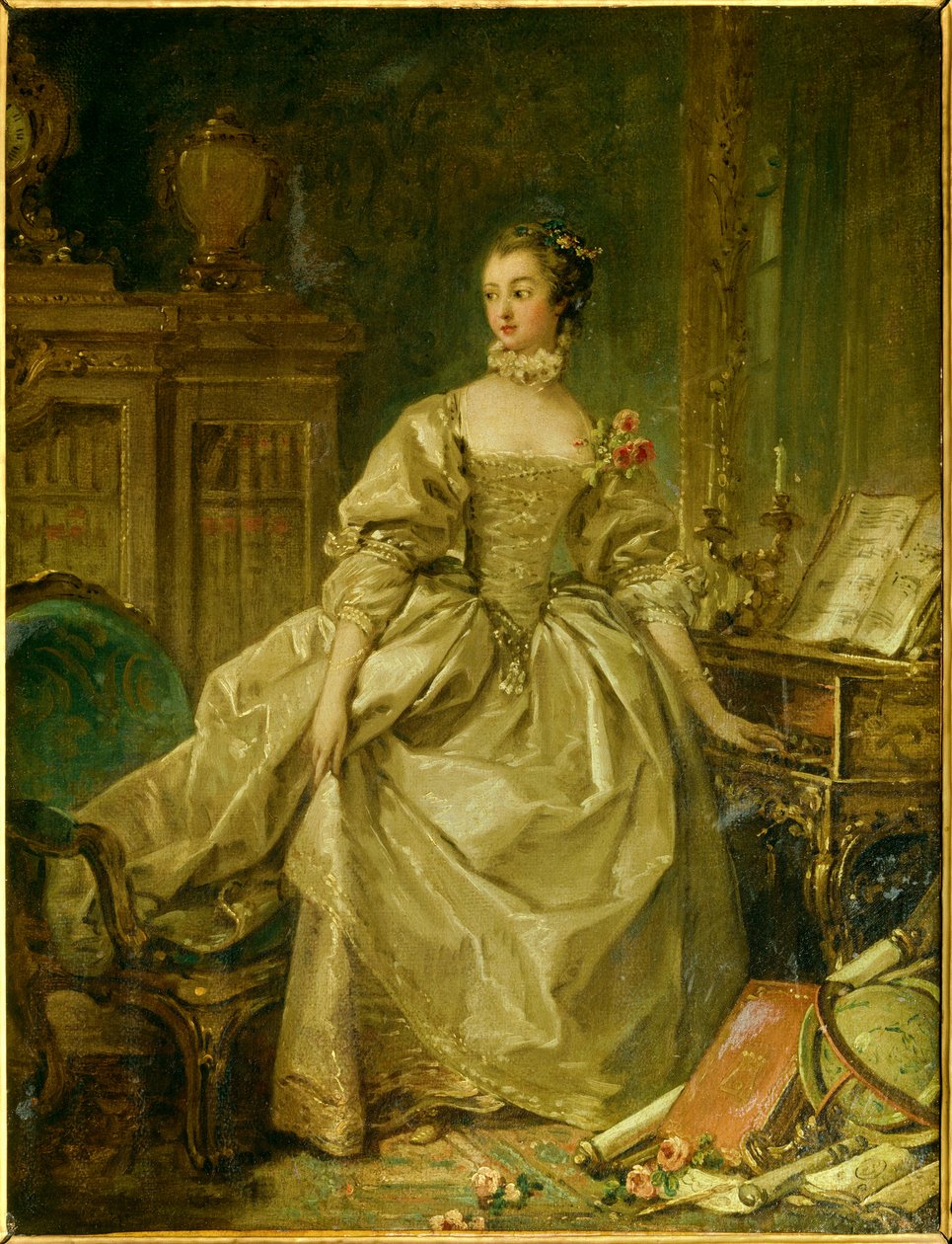 Jeanne Antoinette Poisson 的全长肖像，Marquise de Pompadour（被称为 Madame de Pompadour 作者 弗朗索瓦·布歇