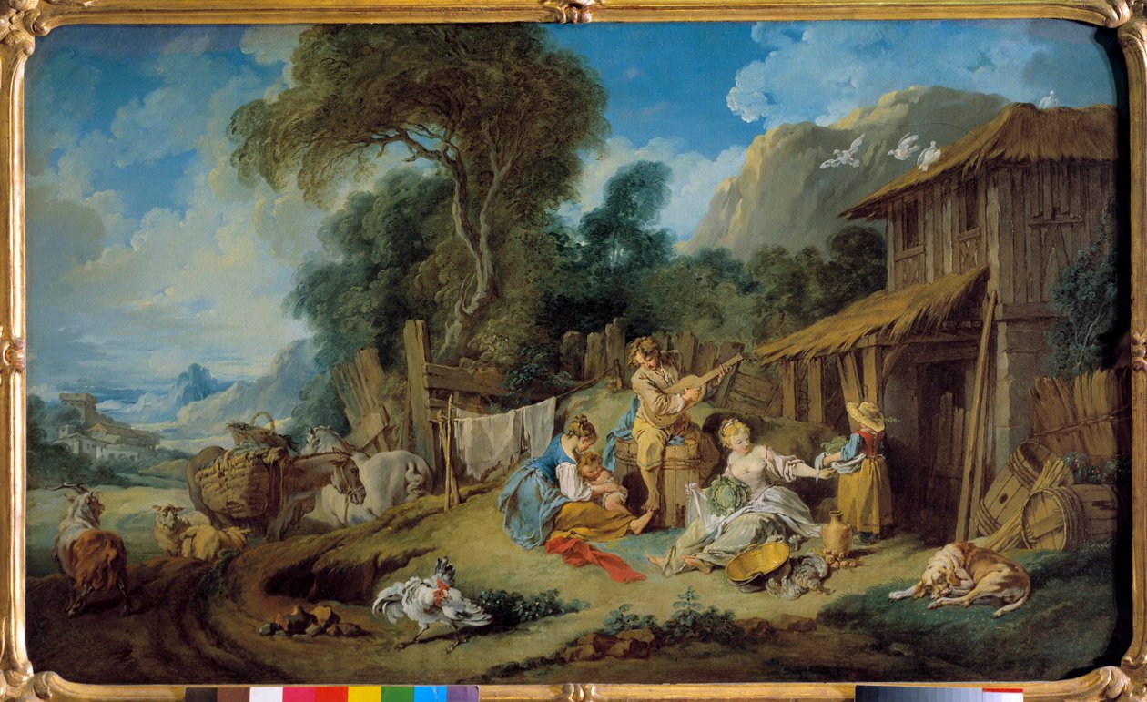 弗朗索瓦·布歇 (Francois Boucher) (1703-1770) 1734 年私人收藏的《其余的农民》 作者 弗朗索瓦·布歇