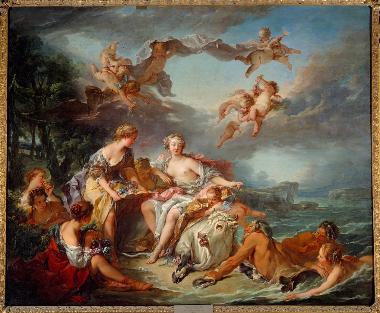 绑架欧洲。 弗朗索瓦·布歇 (Francois Boucher) 的绘画 (1703-1770) 作者 弗朗索瓦·布歇