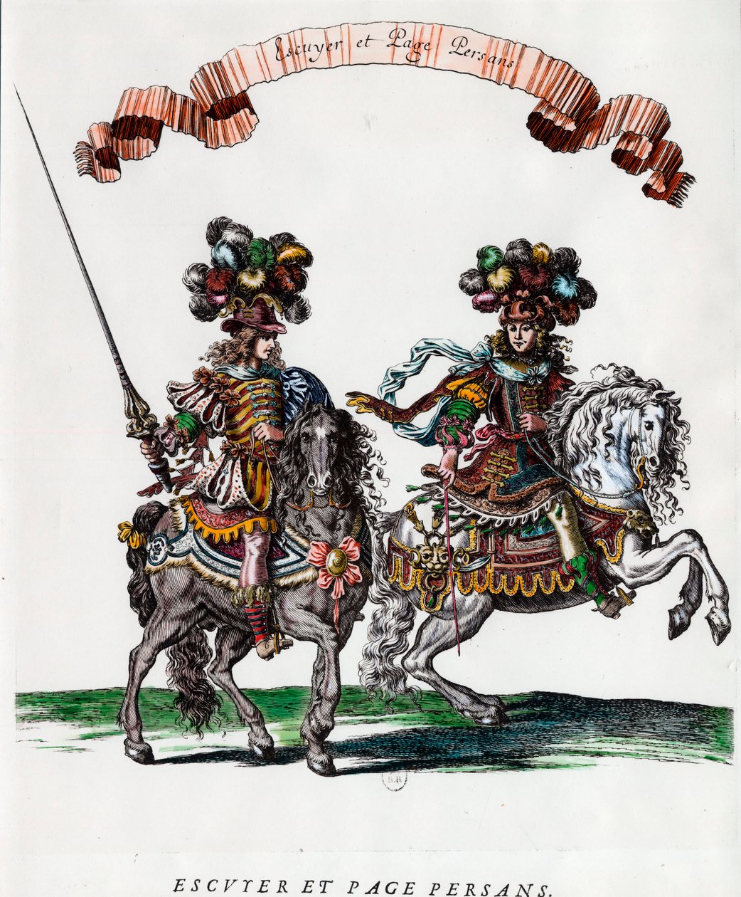 路易十四 (1639-1715) 国王赠送的旋转木马中的 Ecuyer 和波斯页面 Francois Chauveau (1613-1676) 雕刻 1662 年左右 私人收藏 作者 弗朗索瓦·夏维